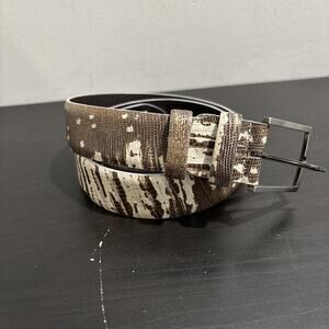 Nanni Milano Italy Vera Pelle Lizard Embossed Print Brown Leather Belt 95/38